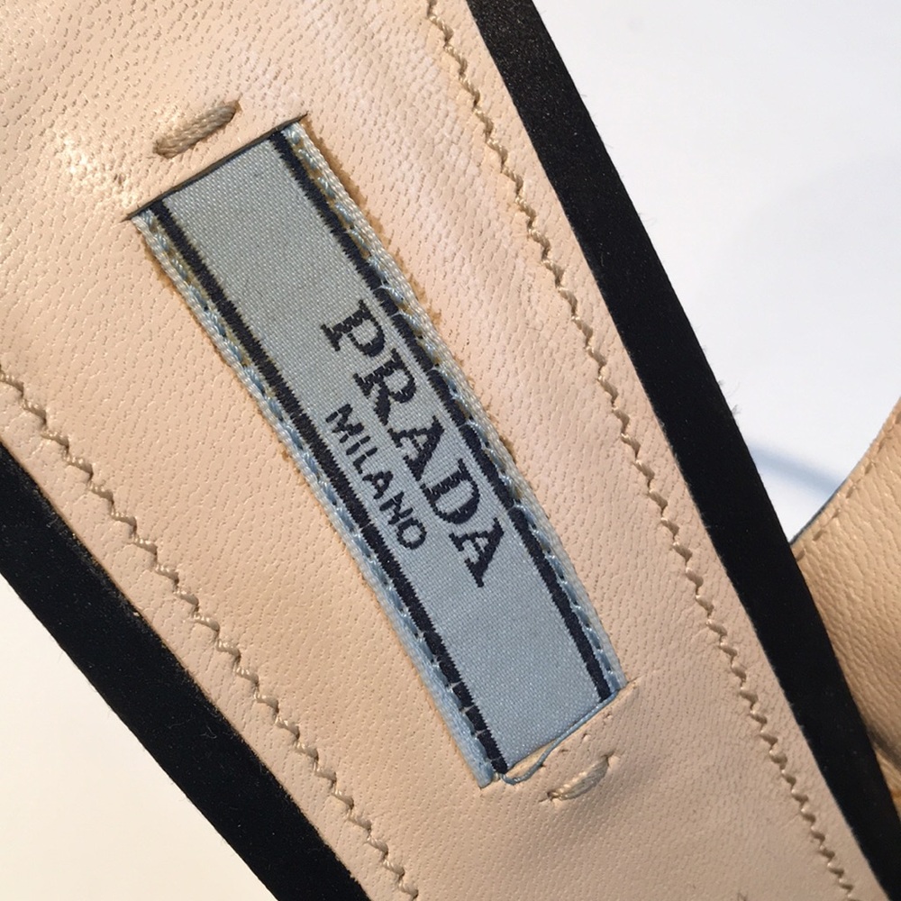 Prada Black Satin Slingback Platforms - Picture 7 of 8